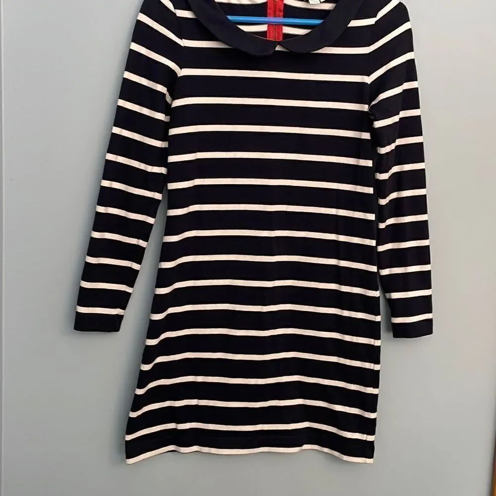 Boden Stripped Dress with Scalloped Collar 2 R